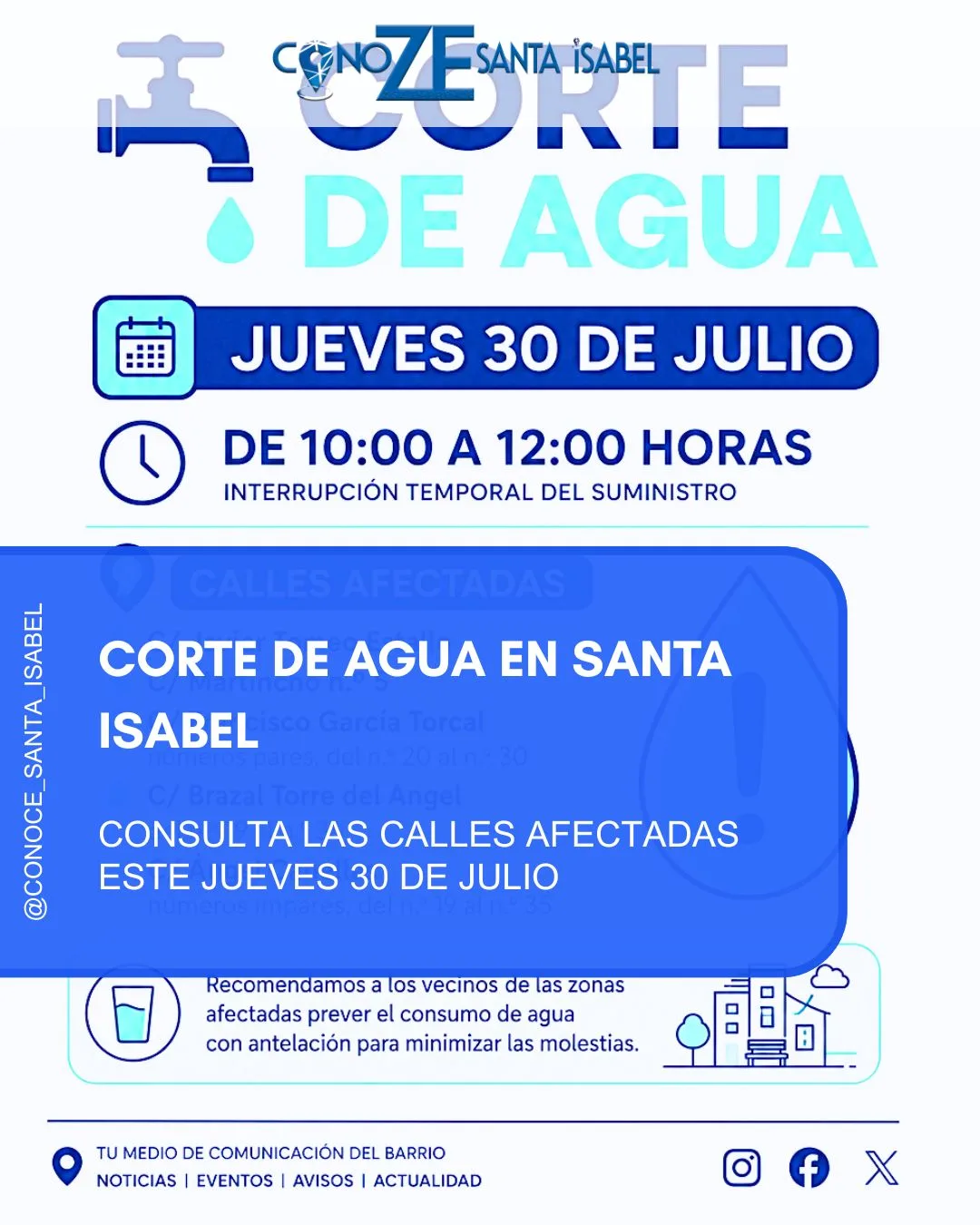 Corte de agua en Santa Isabel