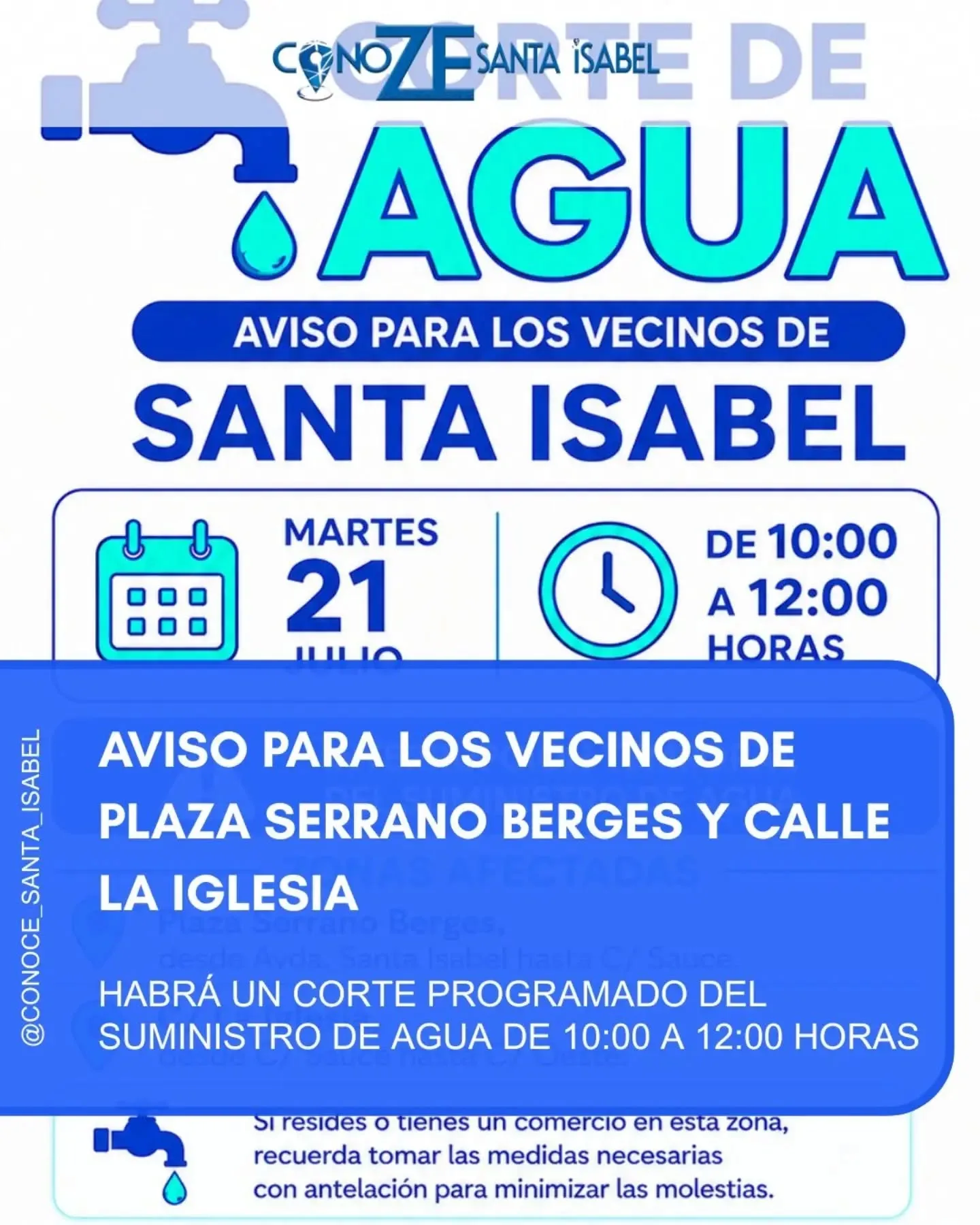 Aviso para los vecinos de la plaza Serrano Berges y calle La Iglesia