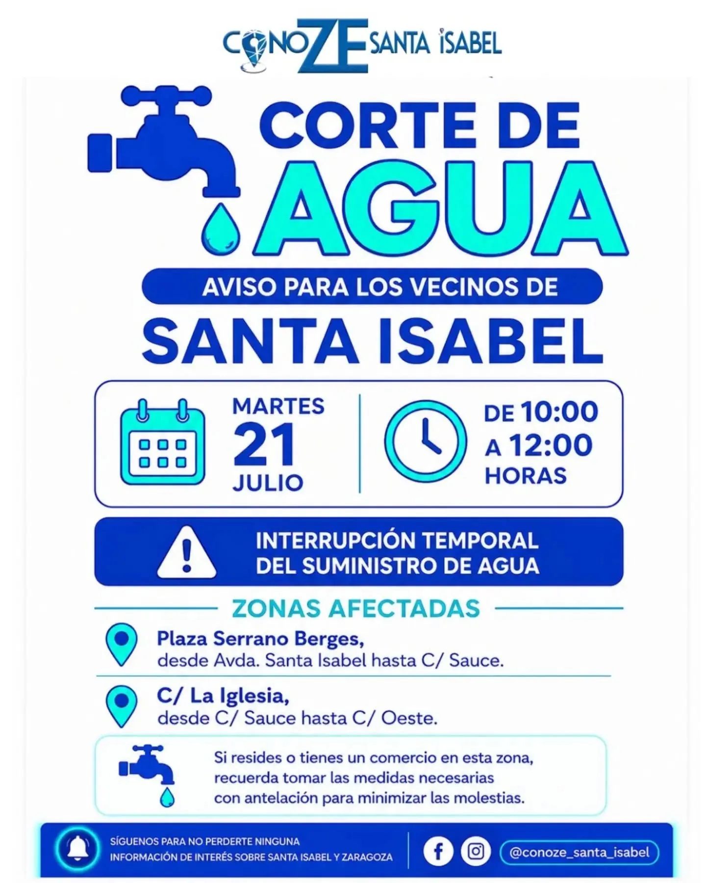 Aviso para los vecinos de la plaza Serrano Berges y calle La Iglesia