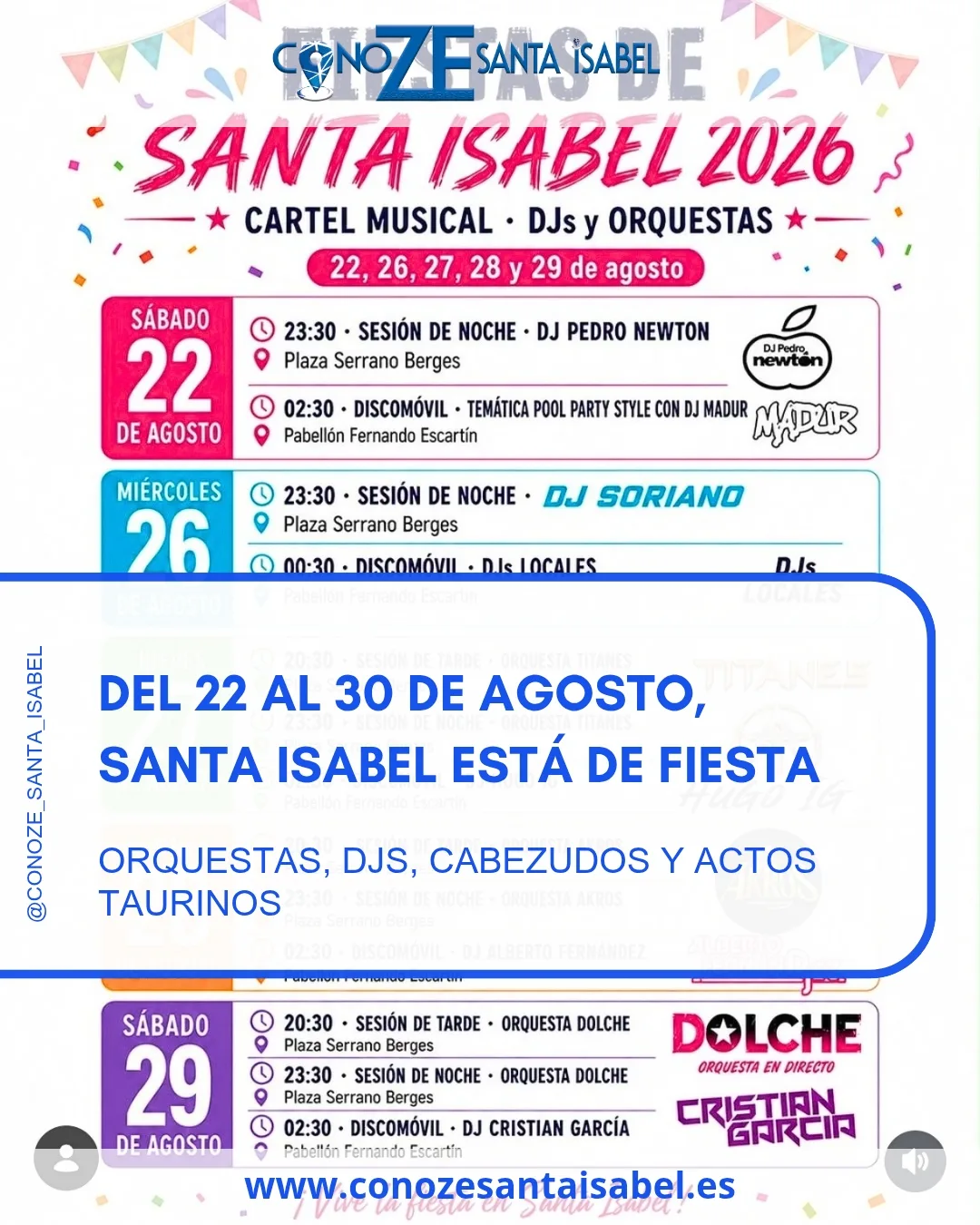 Del 22 al 30 DE Agosto, Santa Isabel está de fiesta