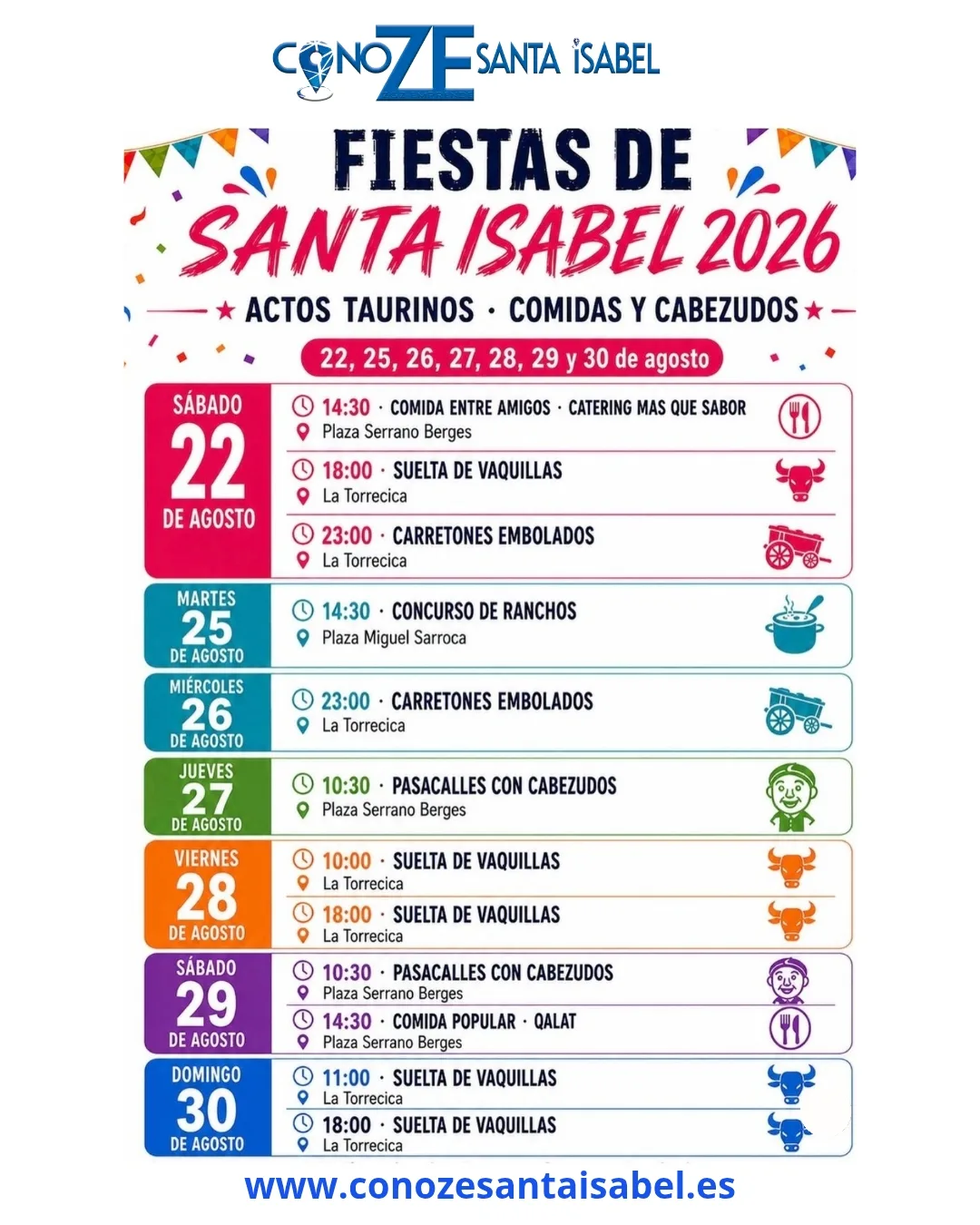 Del 22 al 30 DE Agosto, Santa Isabel está de fiesta