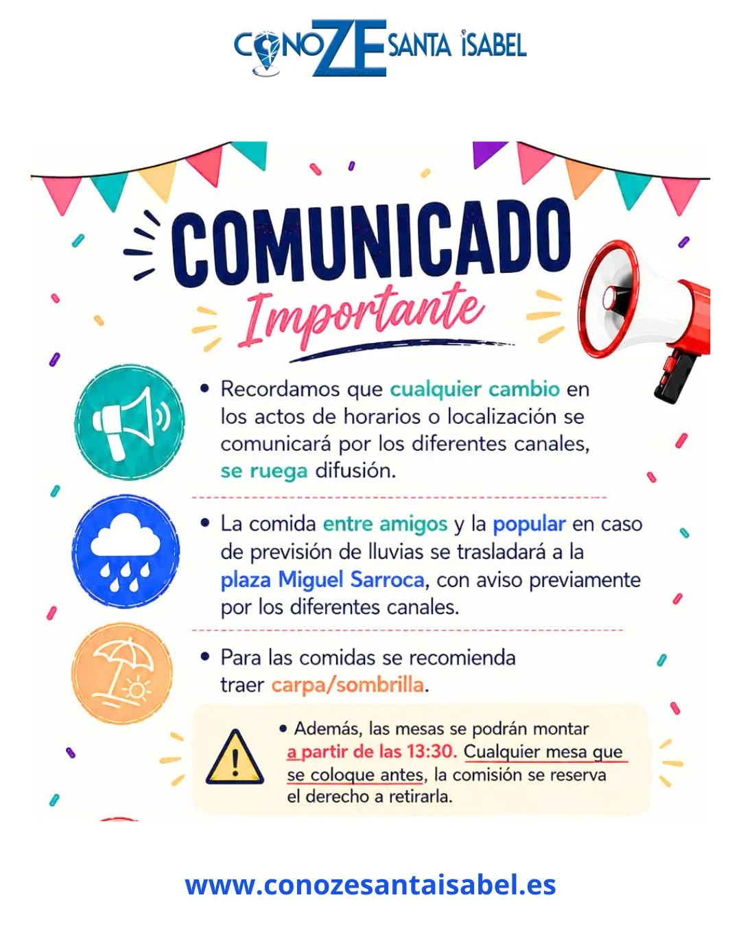 Aviso importante en las fiestas de Santa Isabel