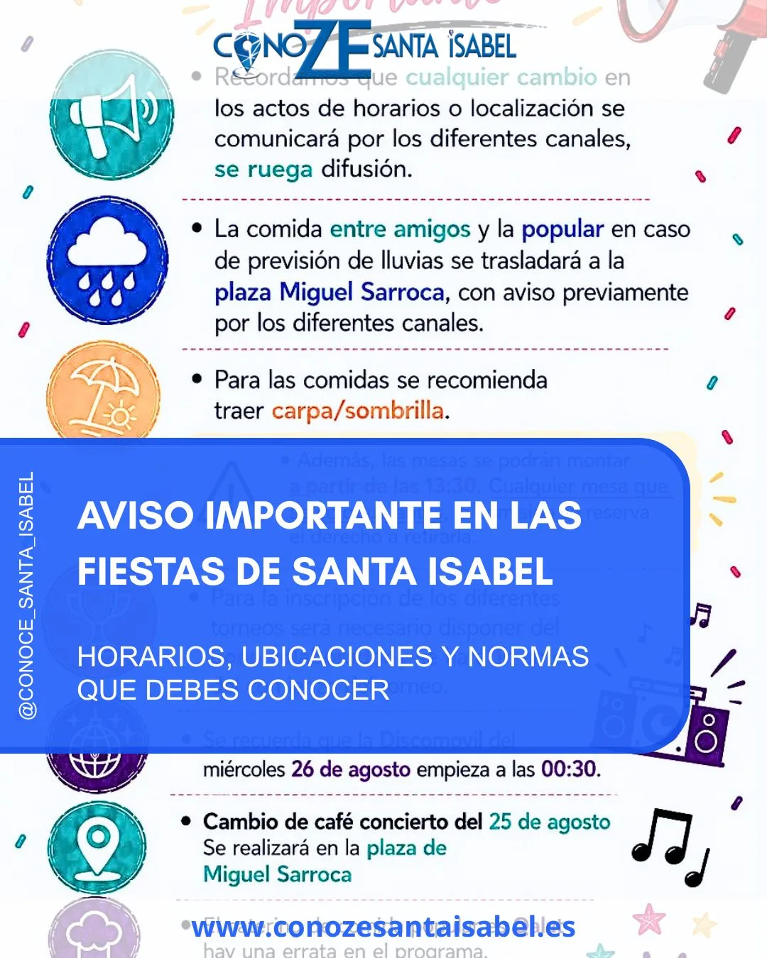 Aviso importante en las fiestas de Santa Isabel