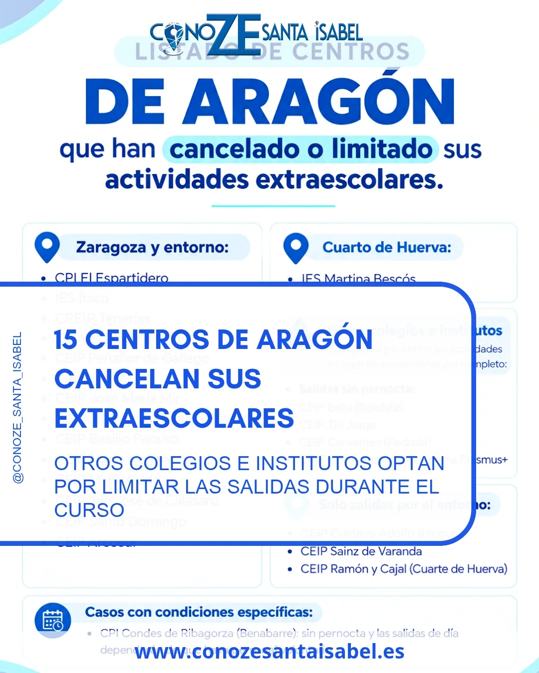 15 centros de Aragón cancelan sus extraescolares