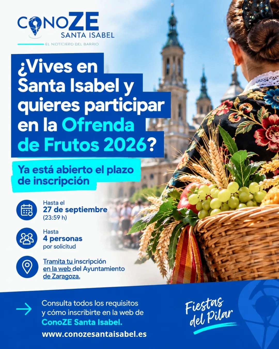 Ofrenda de Frutos 2026: inscripción para vecinos de Santa Isabel