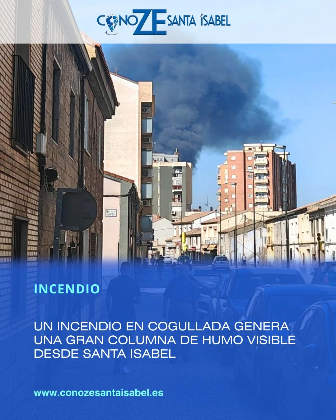 Una gran columna de humo por un incendio en Cogullada se deja ver desde Santa Isabel