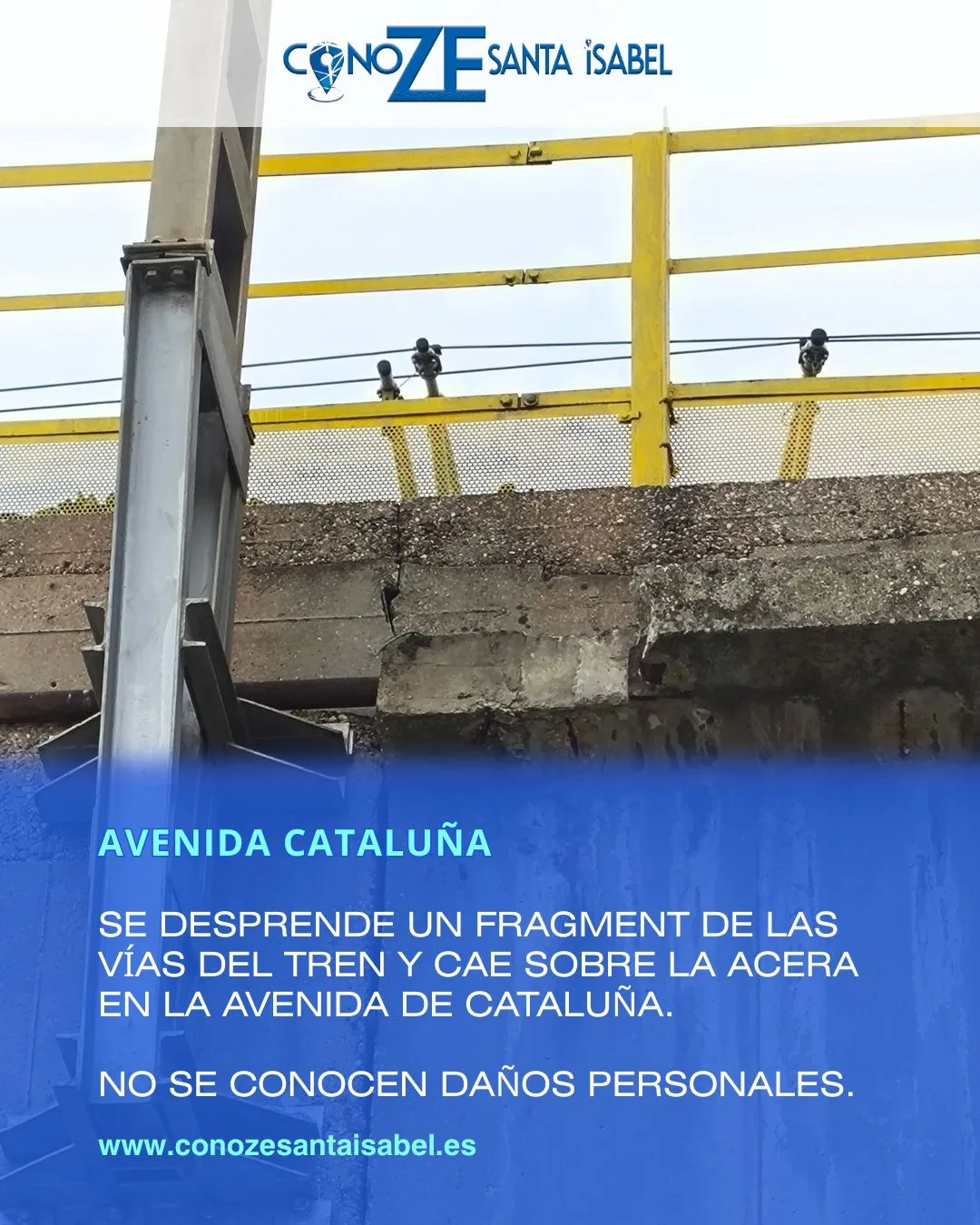 Se desprende un elemento de las vías del tren en la avenida de Cataluña de Zaragoza