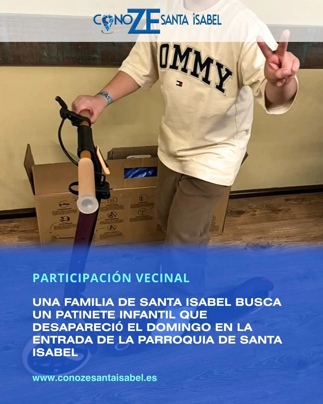 Desaparece un patinete infantil en Santa Isabel, Zaragoza