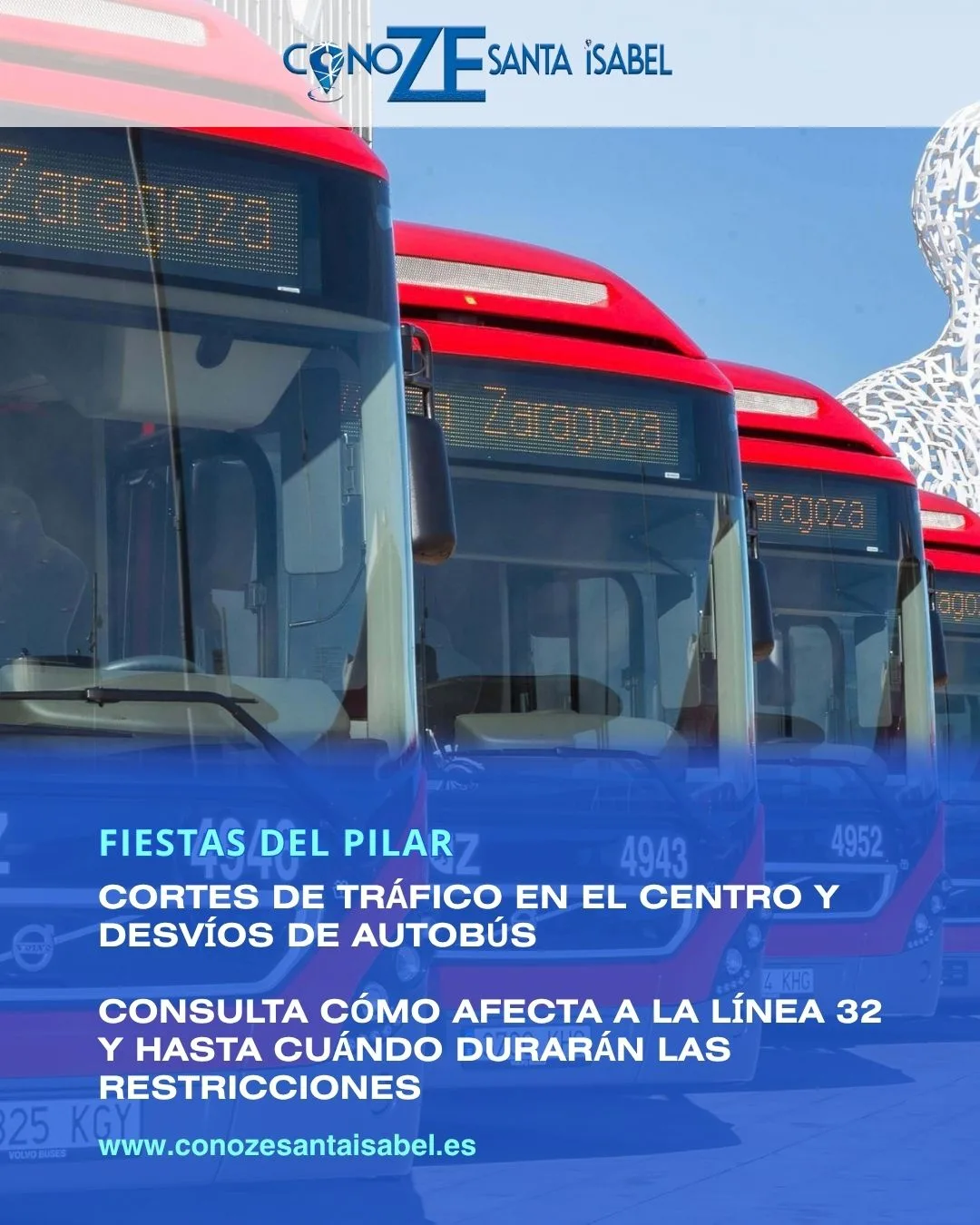 Fiestas del Pilar 2026: cortes y desvíos de autobús en Zaragoza