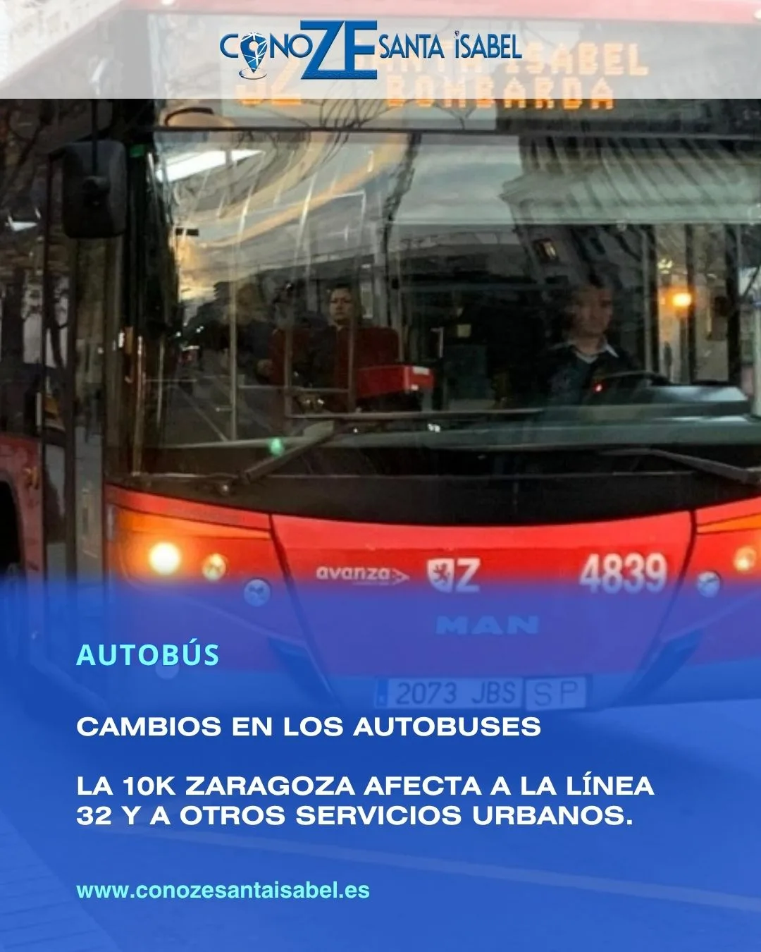 Autobuses afectados por la 10K Zaragoza: línea 32